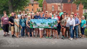 Group Photo of Cumberland Gap residents celebrating the new logo and branding for the town.